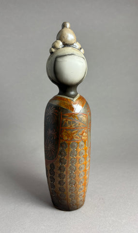 Kokeshi motifs octogones, chignon clair 6 macarons