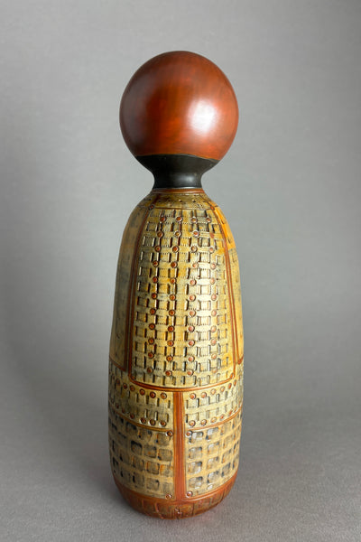 Garçon Kokeshi style Samouraï tête rouge