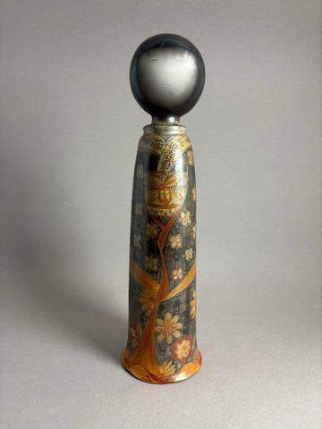 Haute kokeshi kimono gris manches croisées