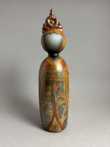 Kokeshi coiffe solaire cuivrée