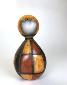 Kokeshi goutte damier orange et rouge